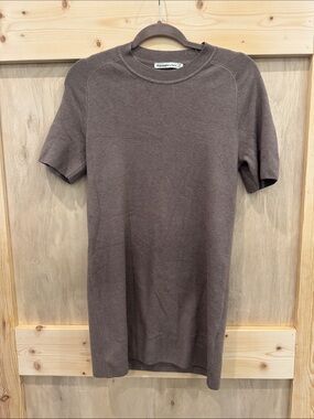 Abercrombie & Fitch Chocolate Brown Short-Sleeve Midi Dress